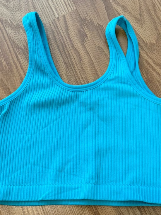 SHEIN Tops - SHEIN Ribbed Crop Tank in Turquoise Blue